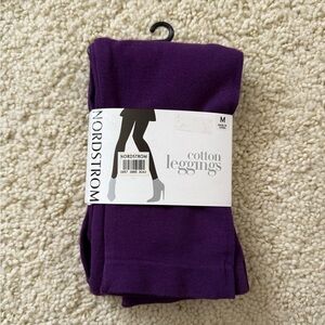 New Nordstrom leggings pant tights cotton purple footless medium discontinued